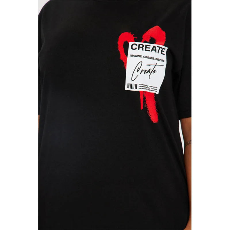 Fashion T-Shirts Women's Short Sleeve T-Shirts Create What You Love Graphic T-Shirts Printed Clothing Casual T-Shirts &