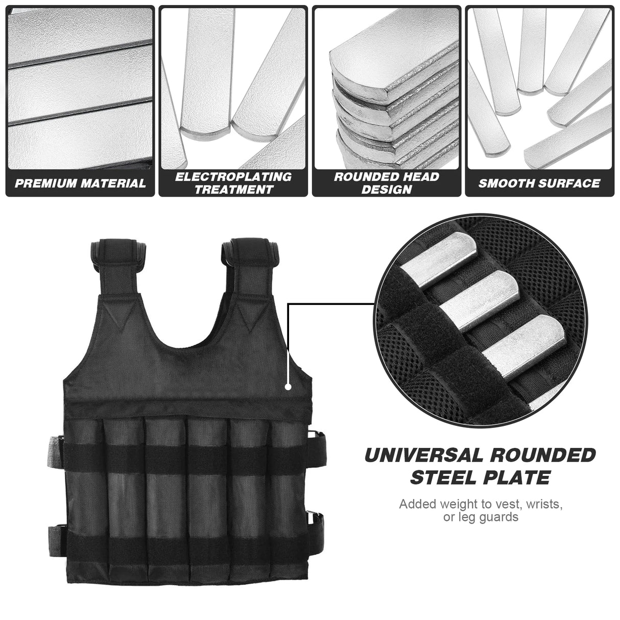 6Pcs Steel Weighted Plates For Vest Fitness Accessories Strength Training Equipment WeightBearing Exercise Body Building Gear