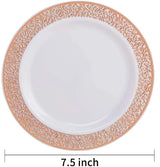 50/25pcs Gold Plastic Plates-7.5inch Disposable Salad/Dessert Plates-Hard Plastic Appetizer Plates Small Cake Plates for Parties