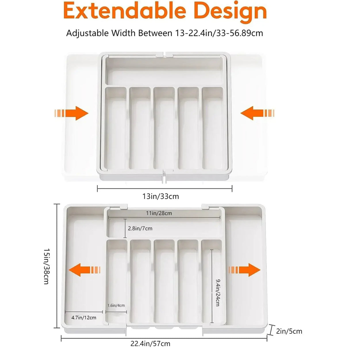 Adjustable Tableware Organizer - Upgradation Plastic Storage Tray with Dividers for Spoons, Forks & Knives Drawer Organizer