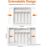 Adjustable Tableware Organizer - Upgradation Plastic Storage Tray with Dividers for Spoons, Forks & Knives Drawer Organizer