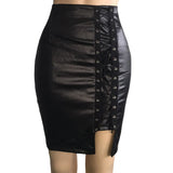 Leather Skirts For Women Knee Length Ladies High Waist And Knee Skirt Bandage Split Sexy Hip Skorts Skirts For Women Dressy