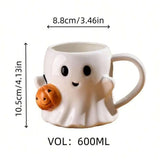 Cute Halloween Pumpkin Ghosts Ceramic Mugs Ceramic Drinking Glass With Handle Halloween Funny White Ghosts Coffee Cup