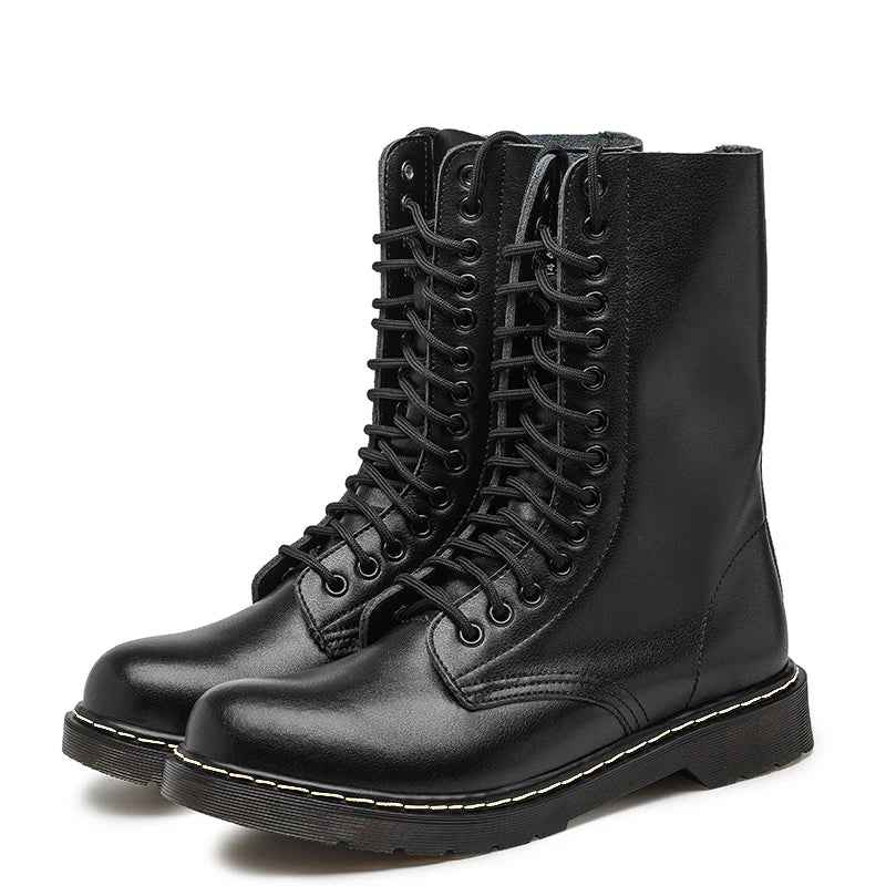 Men's Mid-calf Boots High Tube Work Boots Couples Outdoor Motorcycle Boots Large Size Women's Boots Winter Plush Cotton Boots