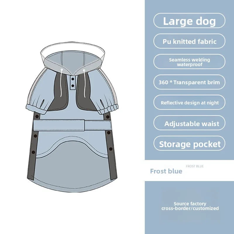 Dog raincoats are waterproof and reflective clothing for pets to wear when going out in the rain