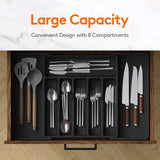 Adjustable Kitchen Storage Organizer Tray – Plastic Multifunctional Drawer Organizer for Kitchen Counter Utensils