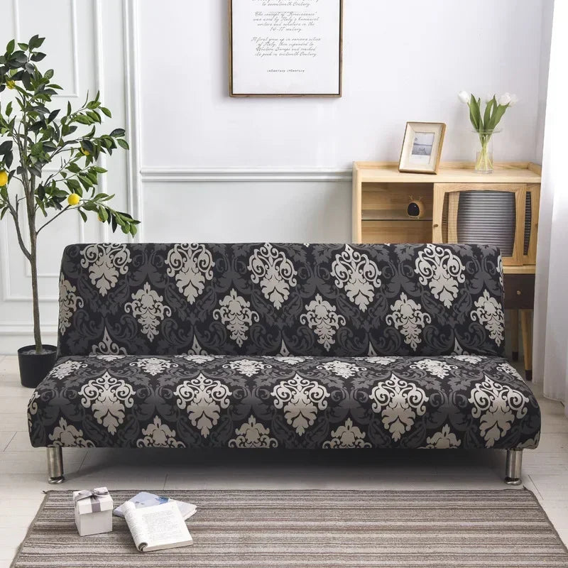 [Stretch Sofa Bed Cover] Spring/Summer Milk Silk Fabric Living Room Armless Folding Sofa Sofa Cover puf grande y esponjoso