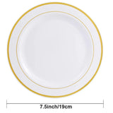 25/10PCS Silver Plastic Plates-Disposable Plastic Plates with Silver Rim- Wedding Party Plates Dinner Plates /Salad Plates