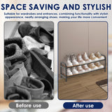 2/3 Tier Shoe Racks Stackable Expandable Shoe Rack Adjustable Metal Shoe Organizer  for Entryway Hallway Front Door Entrance