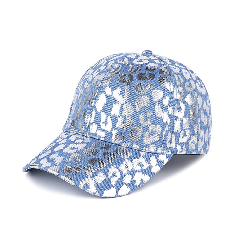 Leopard print baseball cap with gold stamping Outdoor Fishing Lovers Baseball Cap For Men And Women