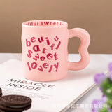 Cartoon english ceramic mug mug mug male and female student couple water mug coffee mug valentine's day gift