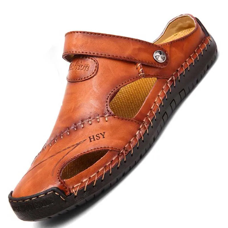 Summer Men's Sandals Men Leather Sandals Classic Roman Sandals Slipper Soft Outdoor Sneakers Beach Rubber Men Trekking Sandals