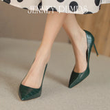 Heels for women luxury women's shoes Crocodile Pattern Leather Women's High Heels Pointed Toe Pumps Shallow Ladies shoes Women