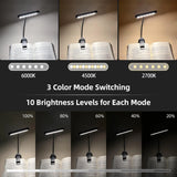 LED Book Light Reading Light Eye Caring Clip-on USB Rechargeable Dimmable Light Lamp Adjustable Flexible Night Reading Lamp