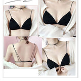 Women's underbra without underwire, thin and small bra for women, with a sexy front buckle and a beautiful back