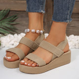 Women's Minimalist Wedge Sandals Open Toe Thick Soled Platform Casual Sandals Ankle Strap Slingback Sandals