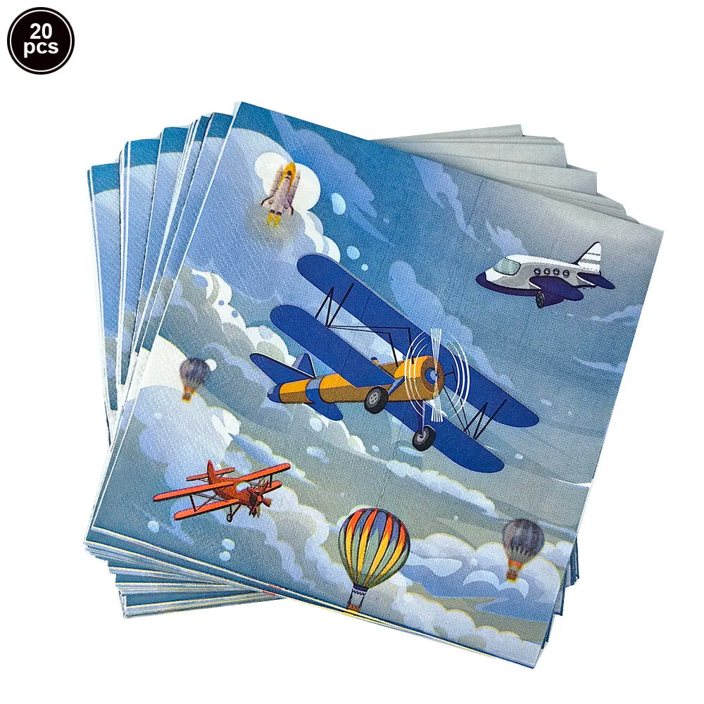 Fighter Plates Airplane Birthday Party Decor Plane Plates Blue Sky Plates Two Fly Paper Plates Napkins Party Supplies for Boys