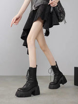Women's  Boots High Heel Thi Bot ort Boot Fur Lined Leather Upper round Toe Zipper Closure Comfortable Fall Wint...