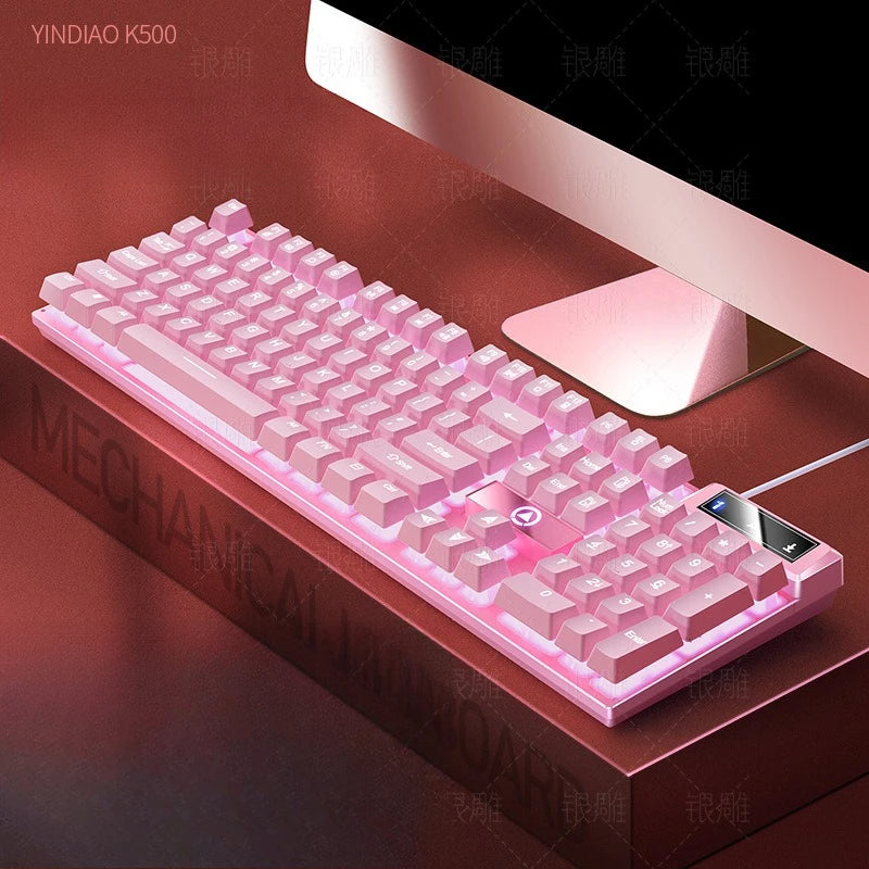 Advanced K500 gaming wired keyboard with color blocking and luminous mechanical feel, desktop computer keyboard
