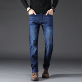 Men's Jeans Straight Leg Loose Elastic Business Casual Daily Versatile Men's Denim Pants 2025 New Outer Wear Men's Jeans Can Be Worn in All Seasons