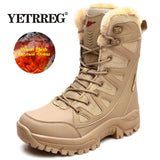 New Warm Plush Snow Boots Lace Up High Top Men's Boots Waterproof Winter Outdoor Boots Anti-Slip Army Work Boots Desert Boots