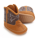 Baby Boots Western Knight Boots Tall Boots Cowboy Boots Embroidered Chelsea Retro Children's Brown