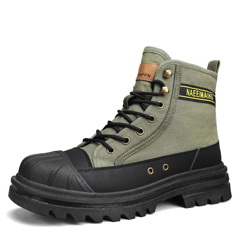 Men's boots four seasons high-top casual boots canvas boots soft-soled non-slip thick-soled outdoor boots fashion tooling boots