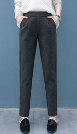 Woolen Pants For Women Harem Pencil Pants 2025 Autumn Winter High Waist Big Stretch Korean Style Casual Lady Suit Pants Trousers