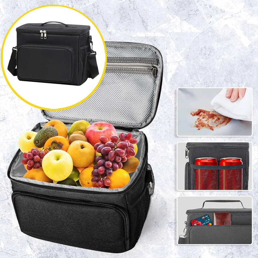 Lunch Bag Adjustable Shoulder Strap  Box Upgraded Leakproof Collapsible Large Work Capacity Thick Insulation Camping Outdoor