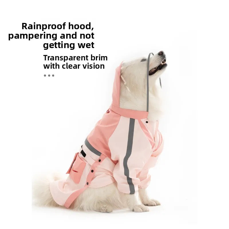 Dog raincoats are waterproof and reflective clothing for pets to wear when going out in the rain