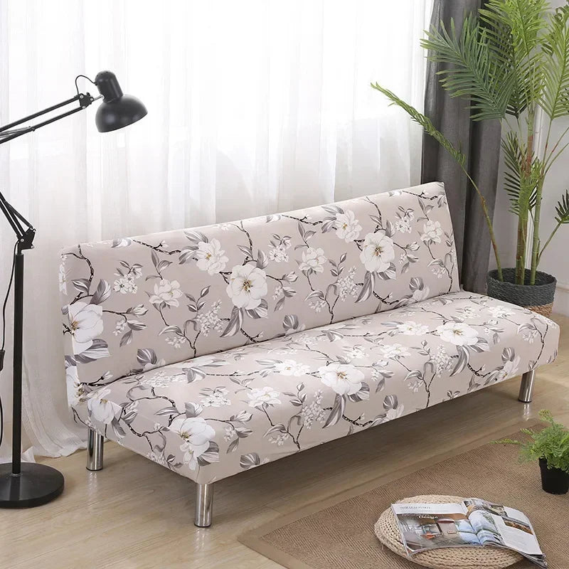 [Stretch Sofa Bed Cover] Spring/Summer Milk Silk Fabric Living Room Armless Folding Sofa Sofa Cover puf grande y esponjoso
