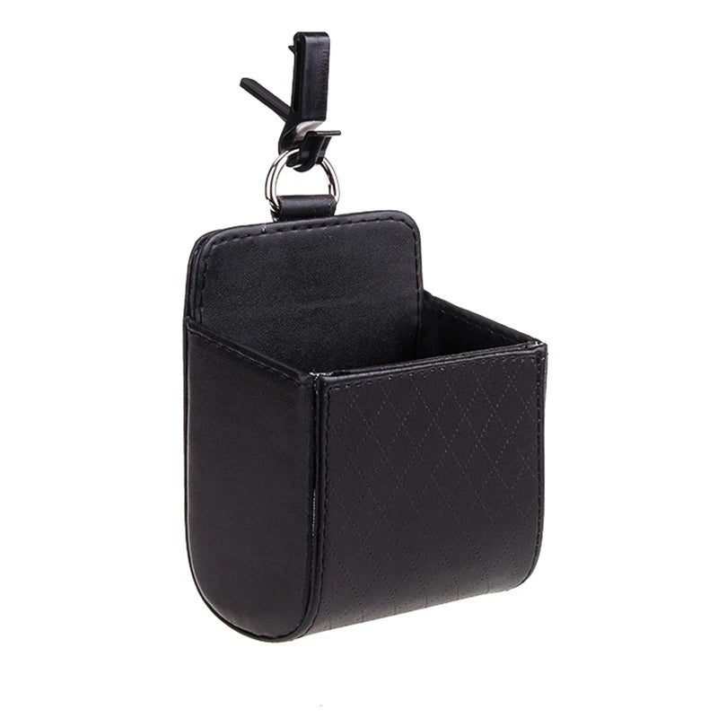 Car Storage Bag Air Vent Dashboard Tidy Hanging Leather Organizer Box Glasses Phone Holder Storage Organizer Car Accessories