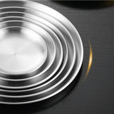 4pcs stainless steel silver plates, Korean style grilled meat plates, household circular trays, bone plates, cake plates