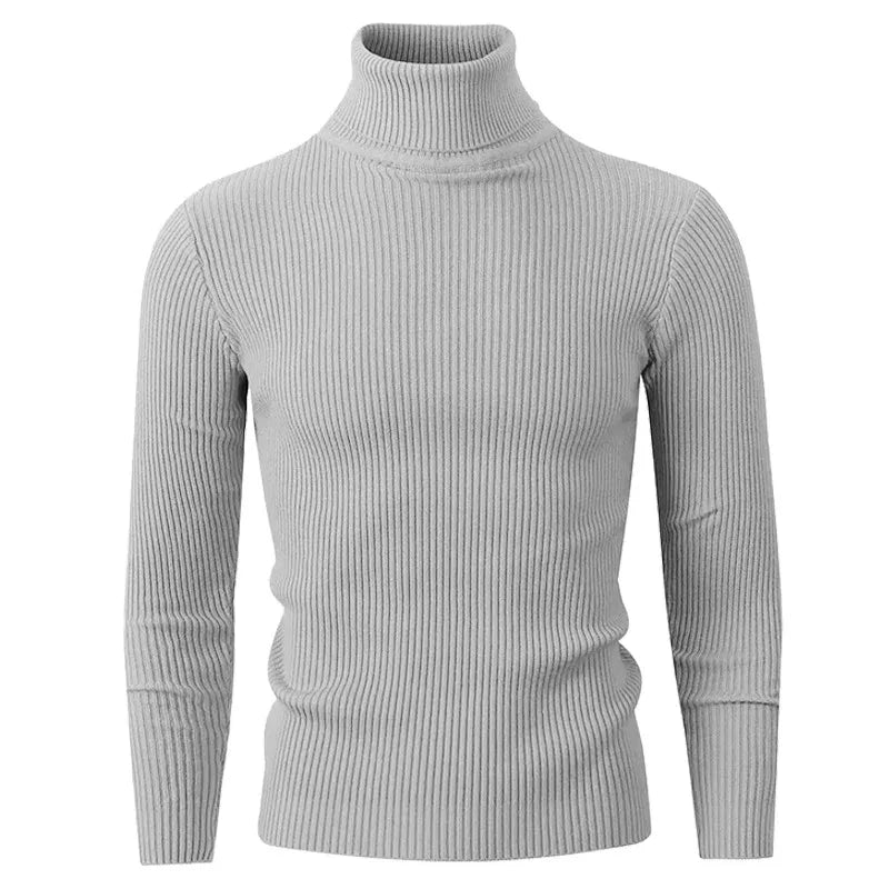 New Men's Turtleneck Pullover Sweater Autumn Long Sleeve Casual Fashion Stripe Knitted Sweater for Men Winter Warm Streetwear