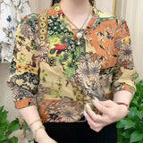 New Lady Casual Half Sleeve Bow Tie Collar Printed Blouses Tops Women Spring Summer Style Chiffon Blouses Shirts