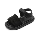 Girls Sandals Versatile Casual 2025 Summer New Kids Beach Shoes Non-slip Soft Sole Girls Princess Style Open Toes Soild Color