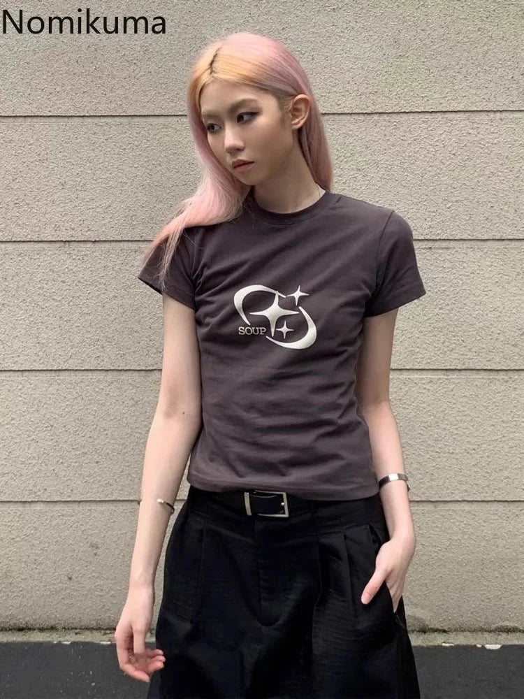 Red T-shirts for Women Y2k Tops Vintage Short Sleeve Print Tees Streetwear Tunic Tshirt Casual Fashion T Shirts 2025 Ropa Mujer