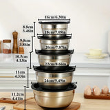 Lided mixing bowl set, 5 stainless steel mixing bowls, perfect for kitchen cooking, baking, and serving