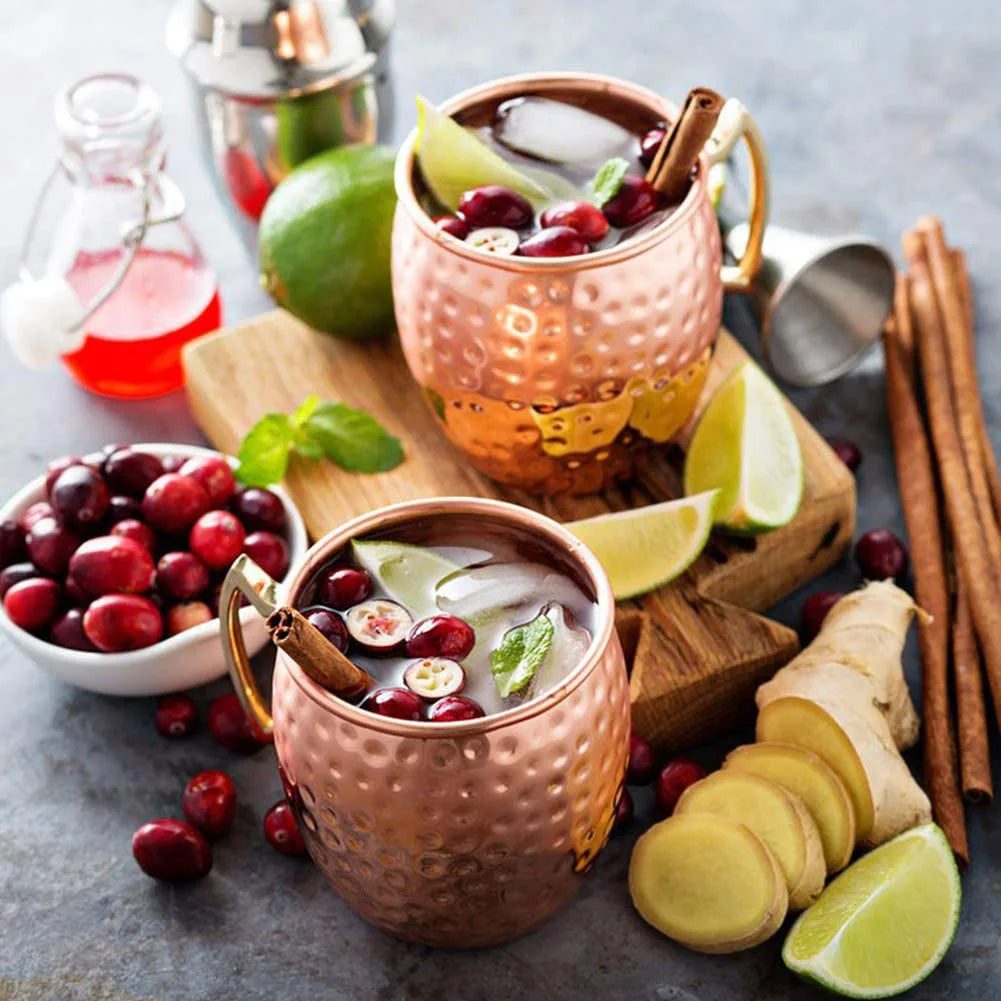 1-3pcs 550ml Hammered Copper Plated Moscow Mule Mug Beer Cup Coffee Cup Mug Copper Plated Canecas Mug Travel Mug Champagne Party