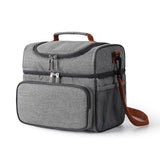 Lunch bag, double-layer insulated lunch box, large refrigerated handbag with detachable shoulder strap, open hot meal preparatio