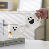 Cute Ghost Pumpkin Halloween Ceramic Mug   Reusable Spooky Coffee Cup with Handle, Halloween Party Gift