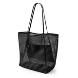 Beach Nylon Mesh Tote Bag, Casual Tote Bag Women Foldable Shoulder Bag For Beach Picnic Vacation