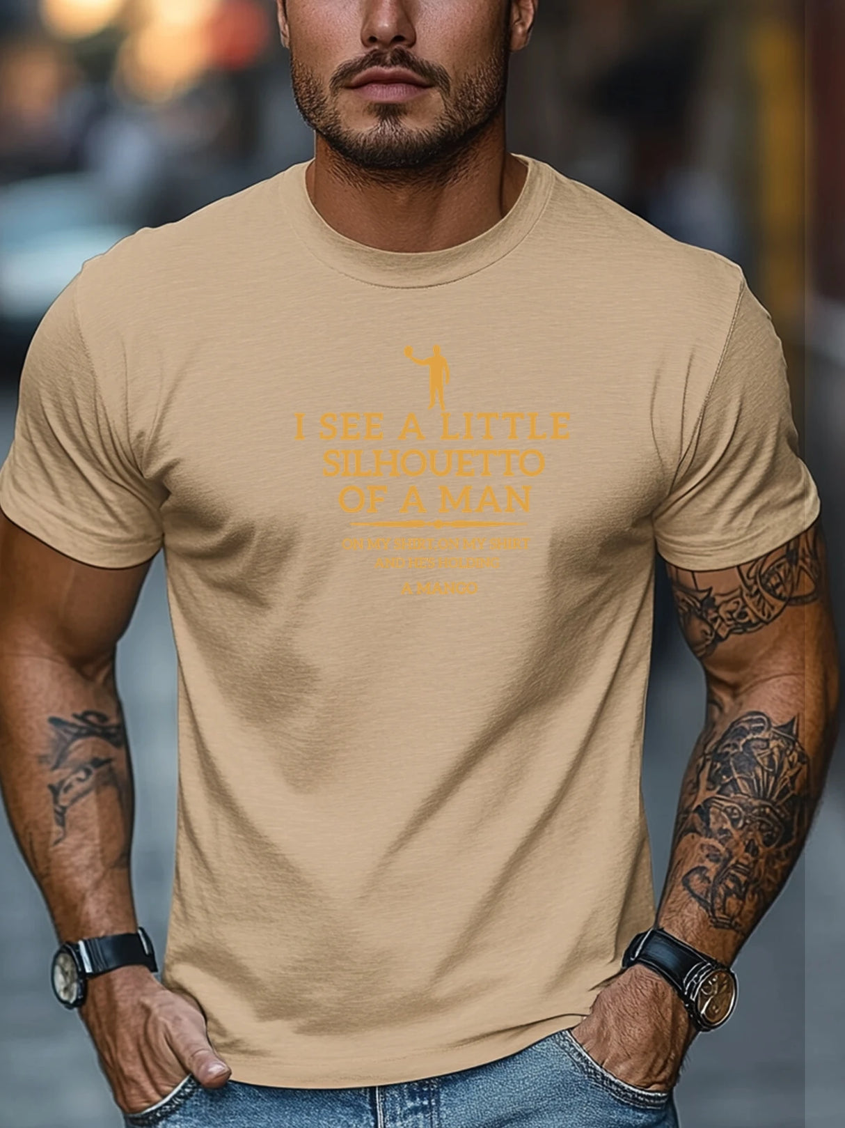 Men's t shirts I SEE A LITTLE SILHOUETTO OF A MAN Graphic Summer Soft Comfort Fit Tee Daily Wear Tops