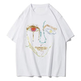 T-Shirts for Women Color Graffiti Women's Face Printing Clothes Street Fashion Tops Loose Casual Short Sleeve Tees Y2k Top