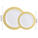 40/20pcs Gold Plastic Plates,Party Dinner Plates and Salad/Dessert Plates Combo,Heavy Duty Plastic Plates for Parties Wedding