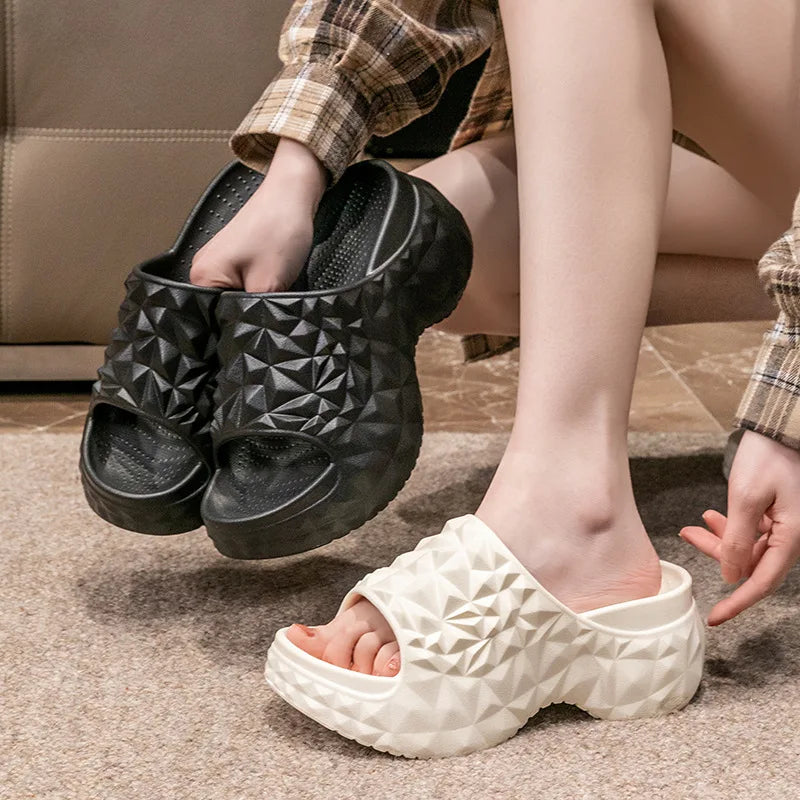 Bebealy Durian Sandals Women Sandals Outdoor Platform Beach Sandals Summer Wear-resistant Pool Sandals Nonslip Cloud Slippers