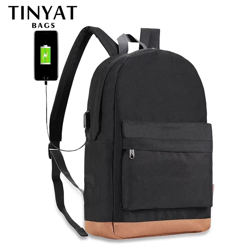 TINYAT 14 Inch Multi-Pocket Travel Backpack for Men Women, Waterproof School College Bag with Laptop Compartment, Outdoor Sport