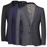2025 Blazer New Men's Fashion Business Solid Color British Style Professional Work Groom Wedding Dress Best Man Blazer Jacket
