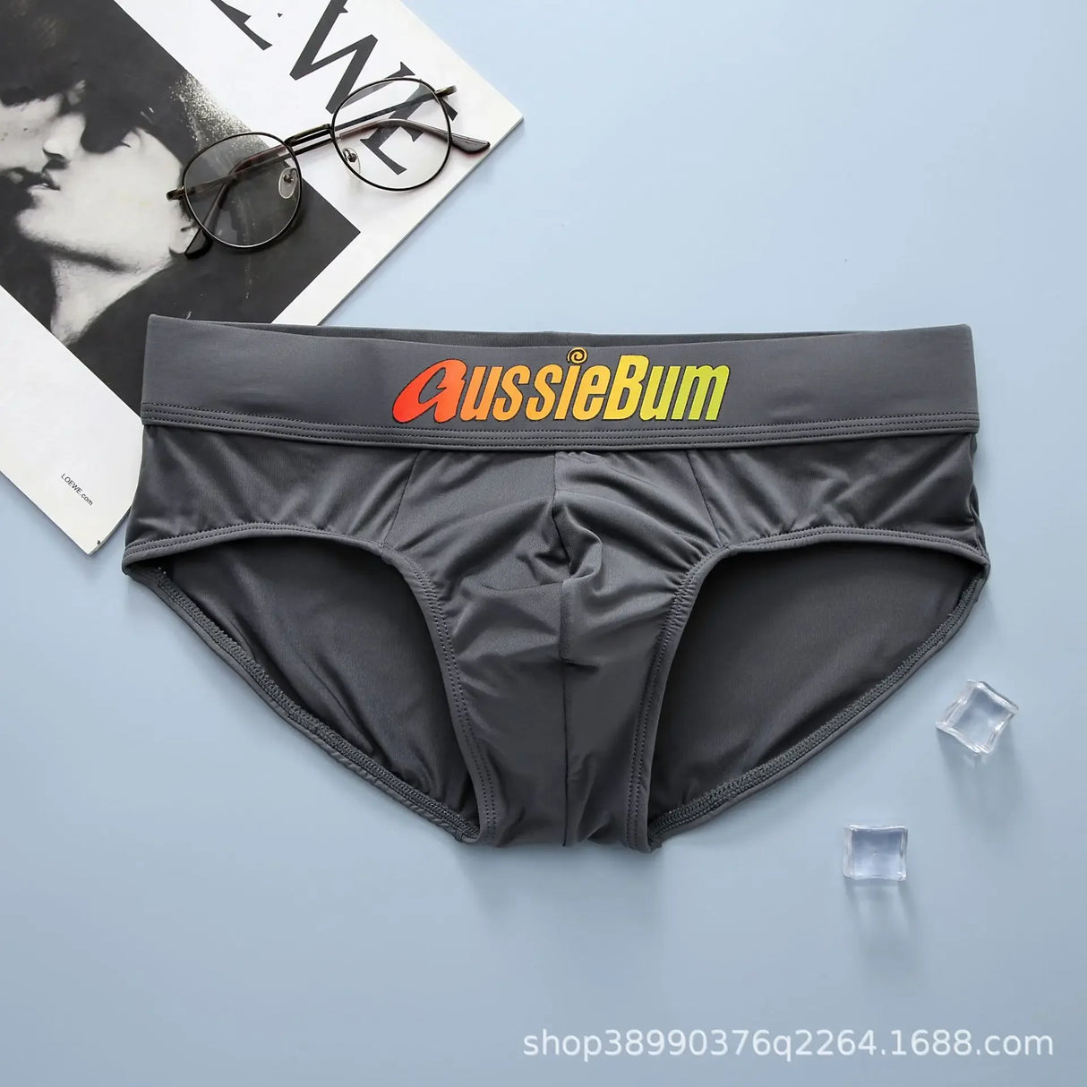 Men's Briefs, Milk Silk, Low Waist, Stretch and Comfortable, Convex Bag