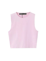 TFMLN Summer Sleeveless Tops For Women Casual Crop Tops Basic Vest O-neck OL Slim Sleeveless Solid T Shirts 2025 Fashion New